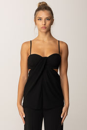 Patrizia Pepe Top Bustier con Drappeggio e Schiena Scoperta 8C0805 A454 NERO