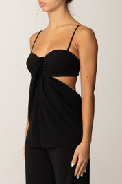 Patrizia Pepe Top Bustier con Drappeggio e Schiena Scoperta 8C0805 A454 NERO