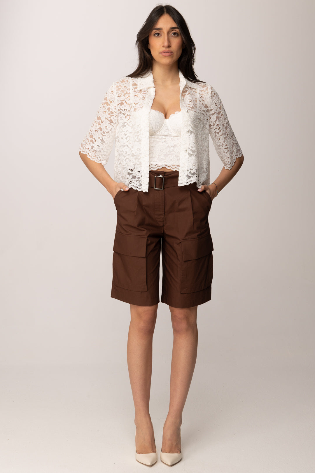 Twin-set Top Bustier Cropped In Pizzo 261AP2300 OFF WHITE