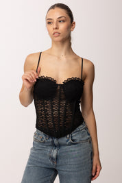 Khloe Femme Top Bustier In Pizzo con Stecche DM7575 NERO