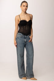 Khloe Femme Top Bustier In Pizzo con Stecche DM7575 NERO