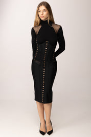 Elisabetta Franchi Top Bustier In Tessuto Bielastico e Tulle TO05562E2 NERO