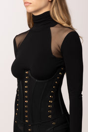 Elisabetta Franchi Top Bustier In Tessuto Bielastico e Tulle TO05562E2 NERO