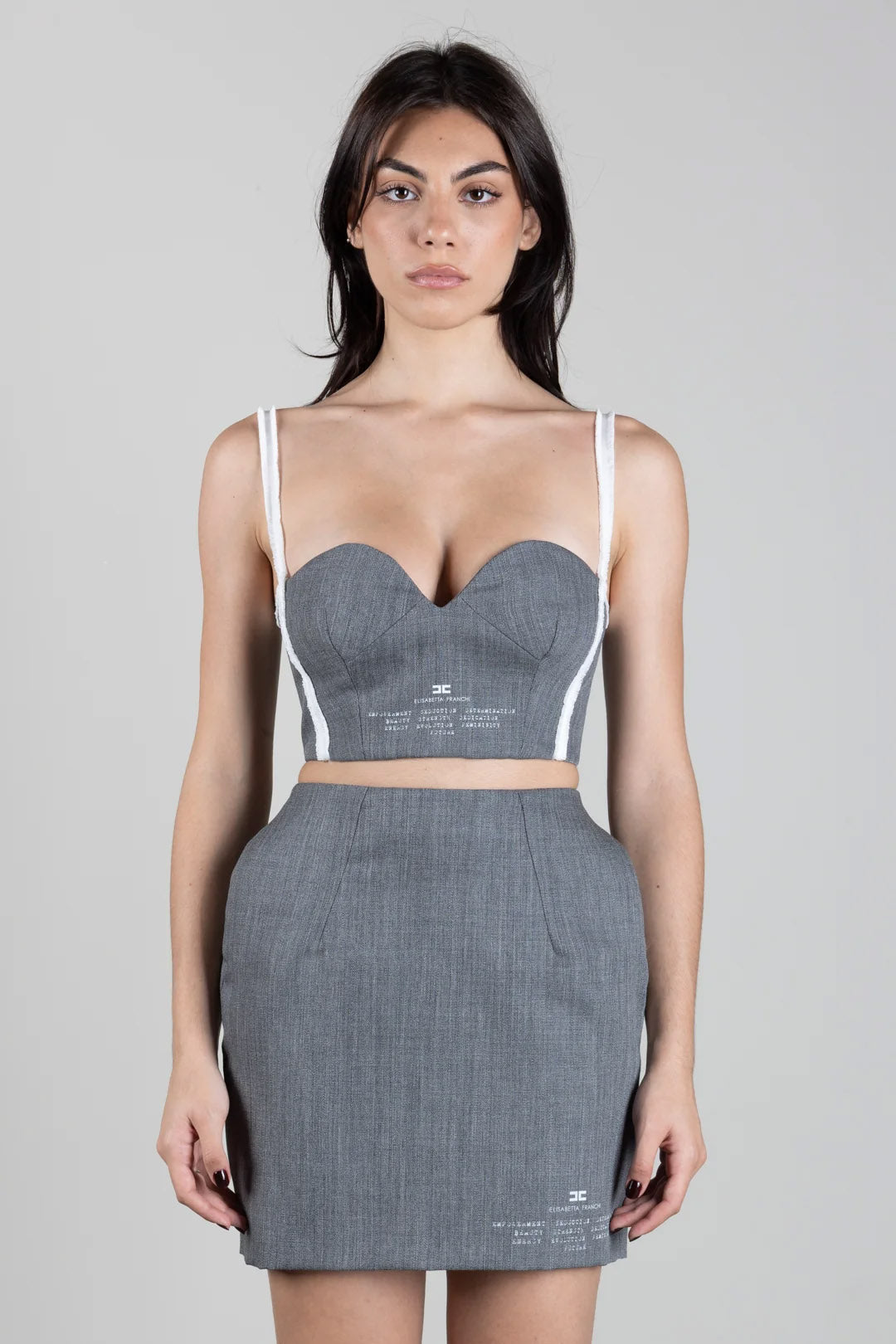 Bustier-Top mit herzförmigem Ausschnitt und Logoprint