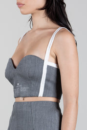 Elisabetta Franchi Top Bustier Scollo a Cuore Stampa Logo RG00967E2 GRIGIO MELANGE