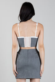 Elisabetta Franchi Top Bustier Scollo a Cuore Stampa Logo RG00967E2 GRIGIO MELANGE