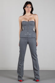 Elisabetta Franchi Top Bustiersartoriale In Lana con Struttura Architettonica TO09067E2 GRIGIO MELANGE