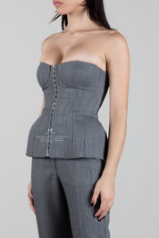 Elisabetta Franchi Top Bustiersartoriale In Lana con Struttura Architettonica TO09067E2 GRIGIO MELANGE
