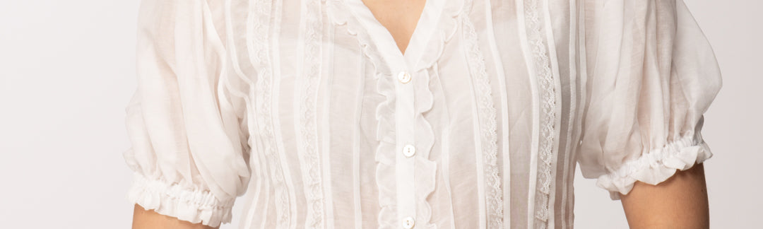 Aniye By Top Carmen In Pizzo con Ruches 185145 FAIRY MILK PE26