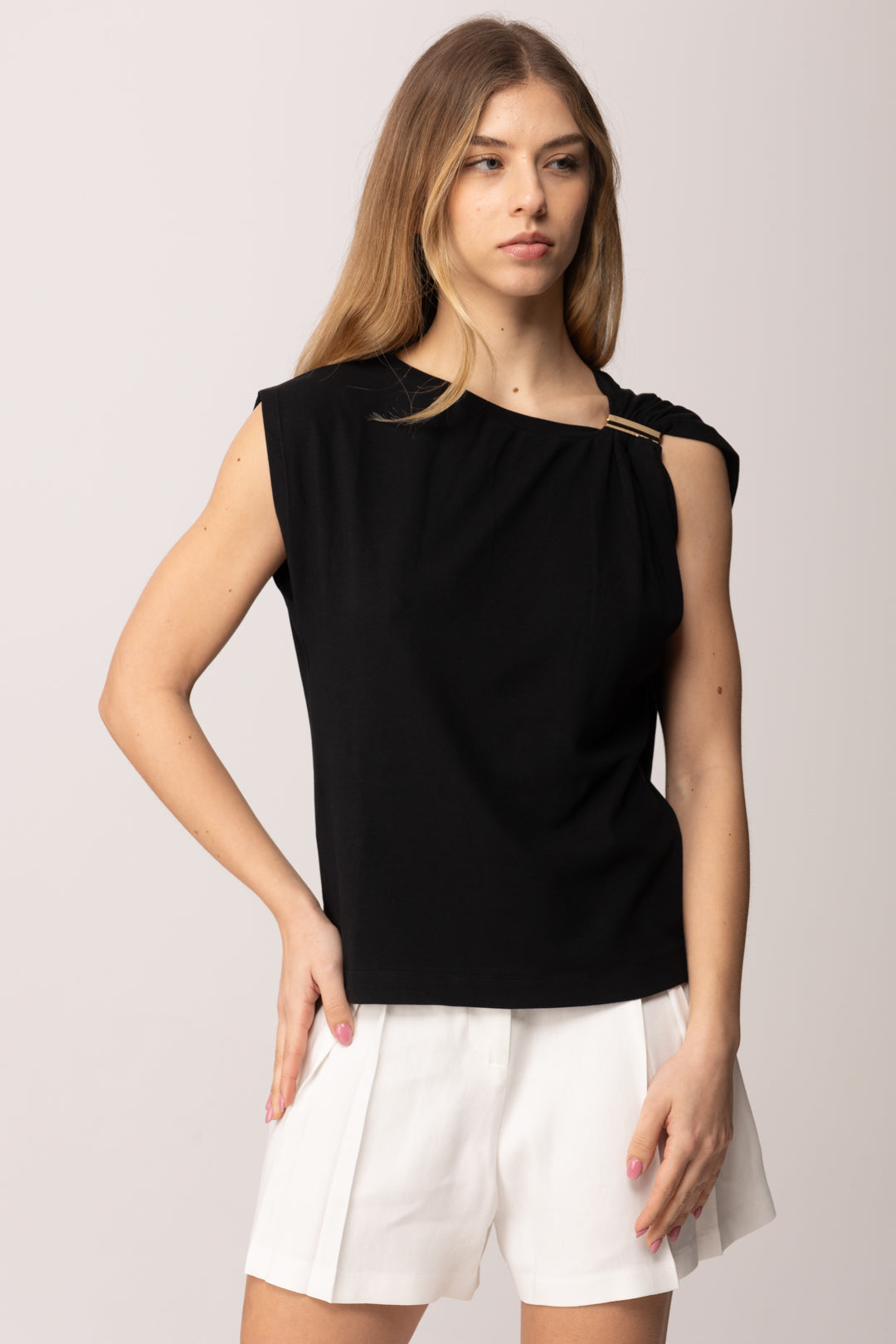 Pinko Top con Dettaglio Gioiello Su Spalla 106478 A35D Z99