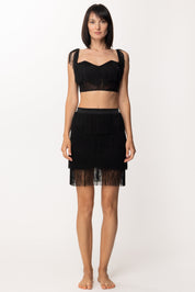 Mali Beachwear Top con Frange e Rete MALI-DROP-CHASETM-MR-BK-FR-BK NERO