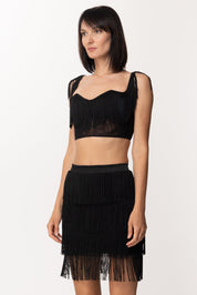 Mali Beachwear Top con Frange e Rete MALI-DROP-CHASETM-MR-BK-FR-BK NERO