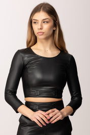 Elisabetta Franchi Top con Logo Embossed MD02761E2 NERO