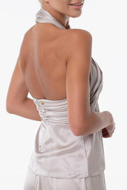 Marciano By Guess Top con Scollo Halter Acetato 5YGH00 7246A VELVET TAUPE