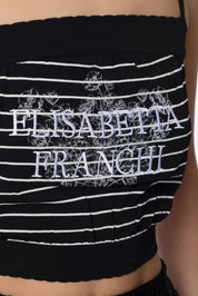 Elisabetta Franchi Top con Stampa e Logo Ricamato TK45T52E2 NERO/BURRO