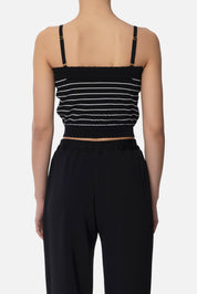 Elisabetta Franchi Top con Stampa e Logo Ricamato TK45T52E2 NERO/BURRO