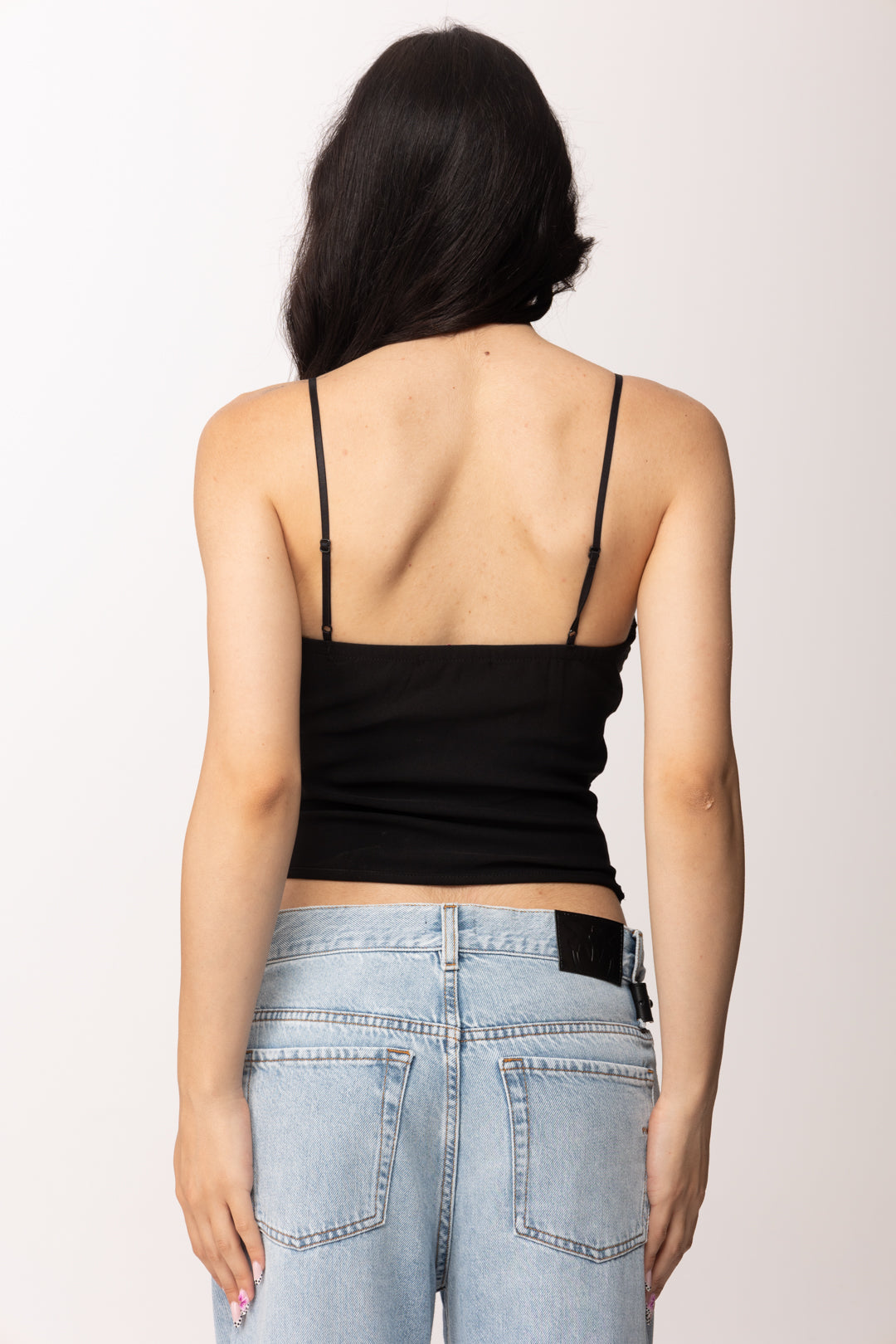 Khloe Femme Top Corsetto con Lacci e Dettagli In Pizzo DM7577 NERO