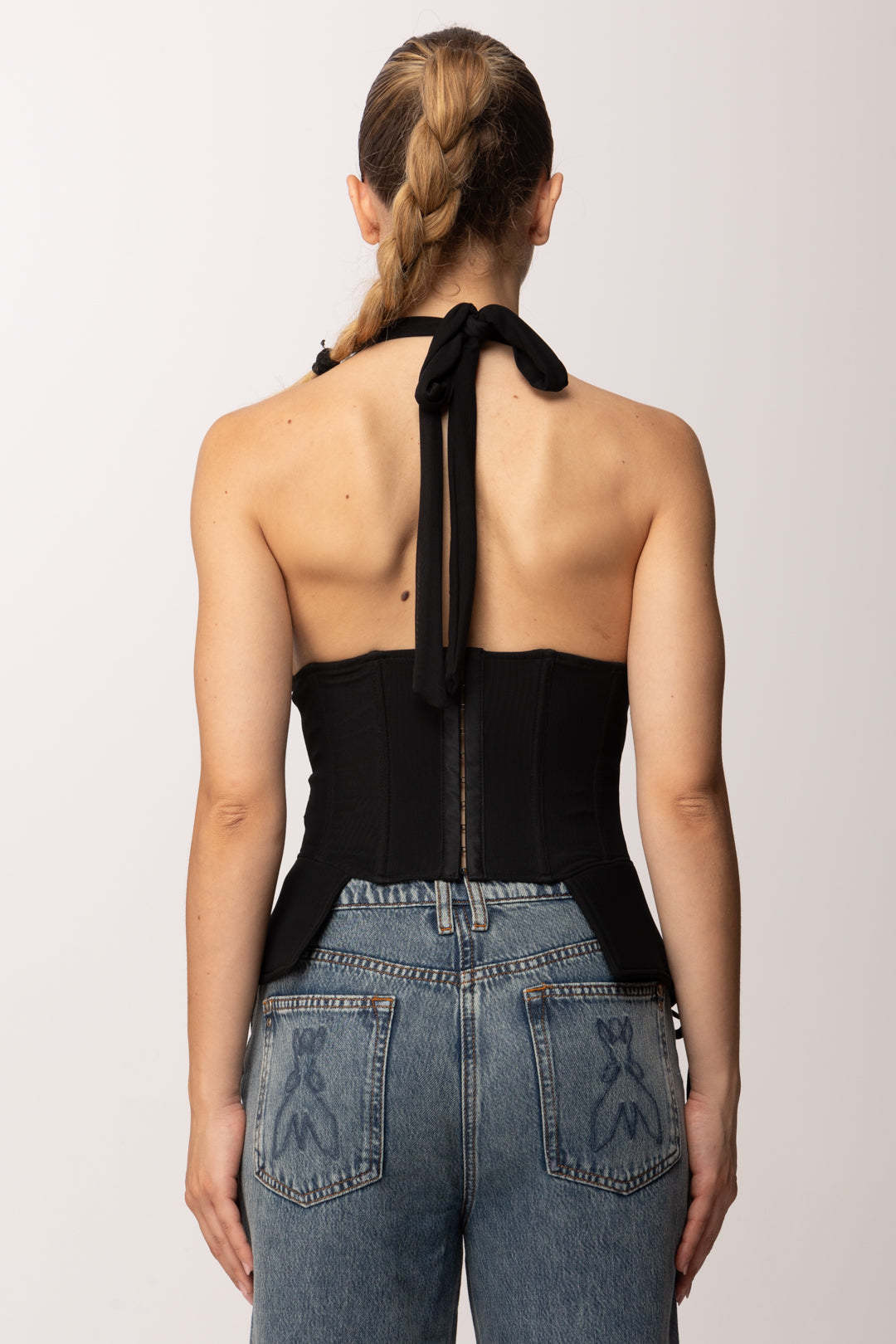 Khloe Femme Top Corsetto con Scollo Halter 2839 BLACK
