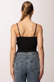 Khloe Femme Top Corsetto In Satin con Cut-out Ai Fianchi E0629 NERO