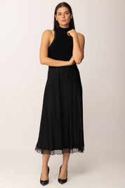 Khloe Femme Top Crop Collo Alto con Strass BLACK