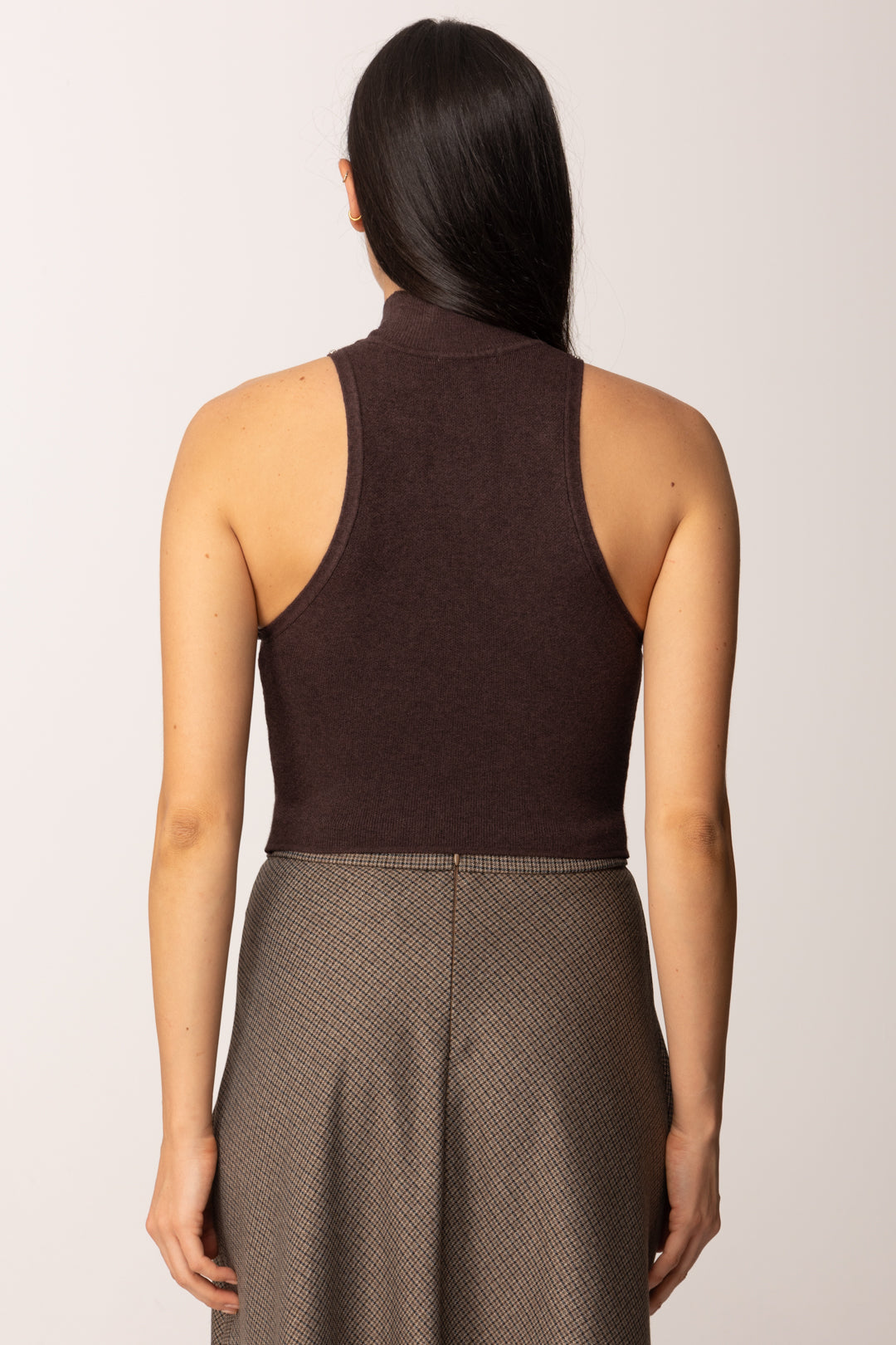 Khloe Femme Top Crop Collo Alto con Strass MORO