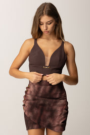 Elisabetta Franchi Top Crop con Dettaglio Gioiello Logo TO04857E2 MERLOT