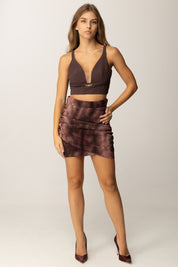 Elisabetta Franchi Top Crop con Dettaglio Gioiello Logo TO04857E2 MERLOT