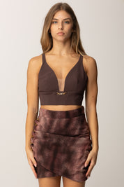 Elisabetta Franchi Top Crop con Dettaglio Gioiello Logo TO04857E2 MERLOT