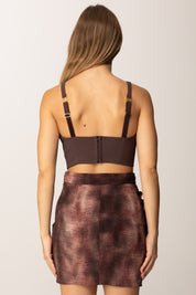 Elisabetta Franchi Top Crop con Dettaglio Gioiello Logo TO04857E2 MERLOT