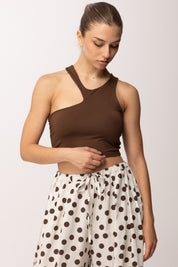 Khloe Femme Top Crop con Scollo Simmetrico P2508 CACAO