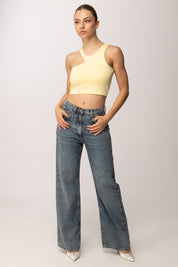 Khloe Femme Top Crop con Scollo Simmetrico P2508 GIALLO