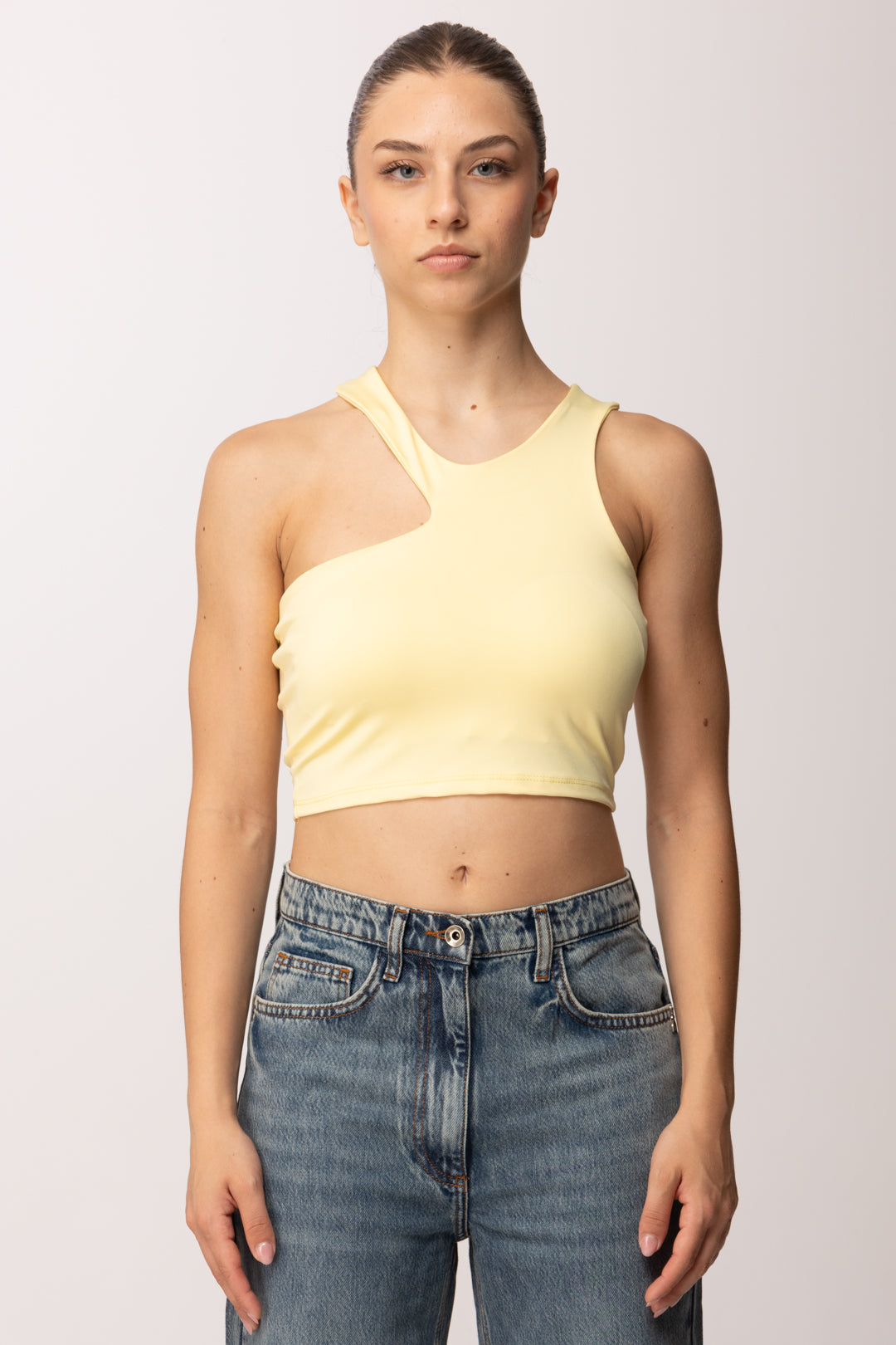 Khloe Femme Top Crop con Scollo Simmetrico P2508 GIALLO