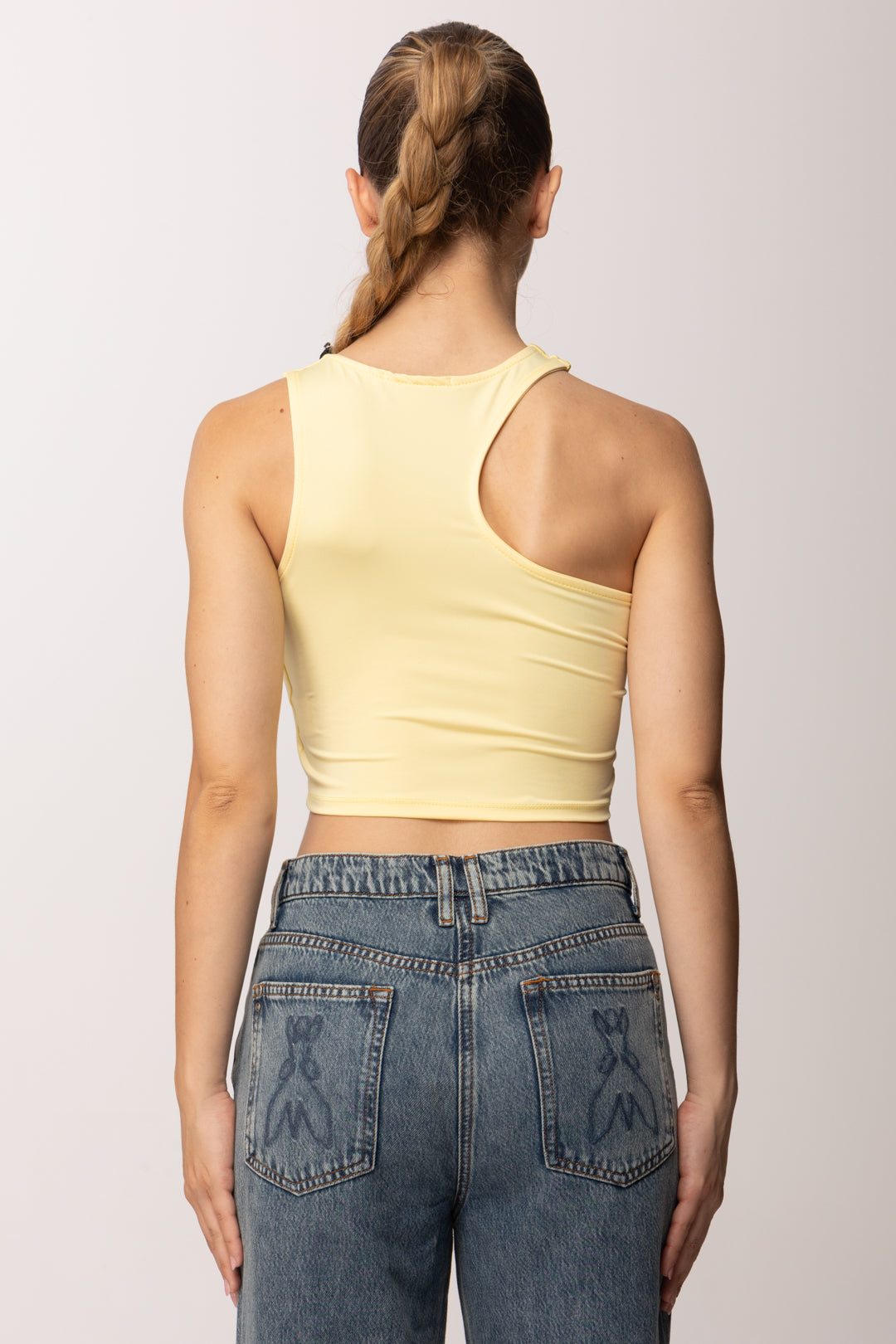 Khloe Femme Top Crop con Scollo Simmetrico P2508 GIALLO