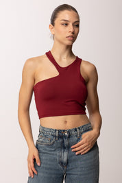 Khloe Femme Top Crop con Scollo Simmetrico P2508 VINO