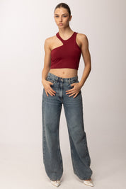 Khloe Femme Top Crop con Scollo Simmetrico P2508 VINO