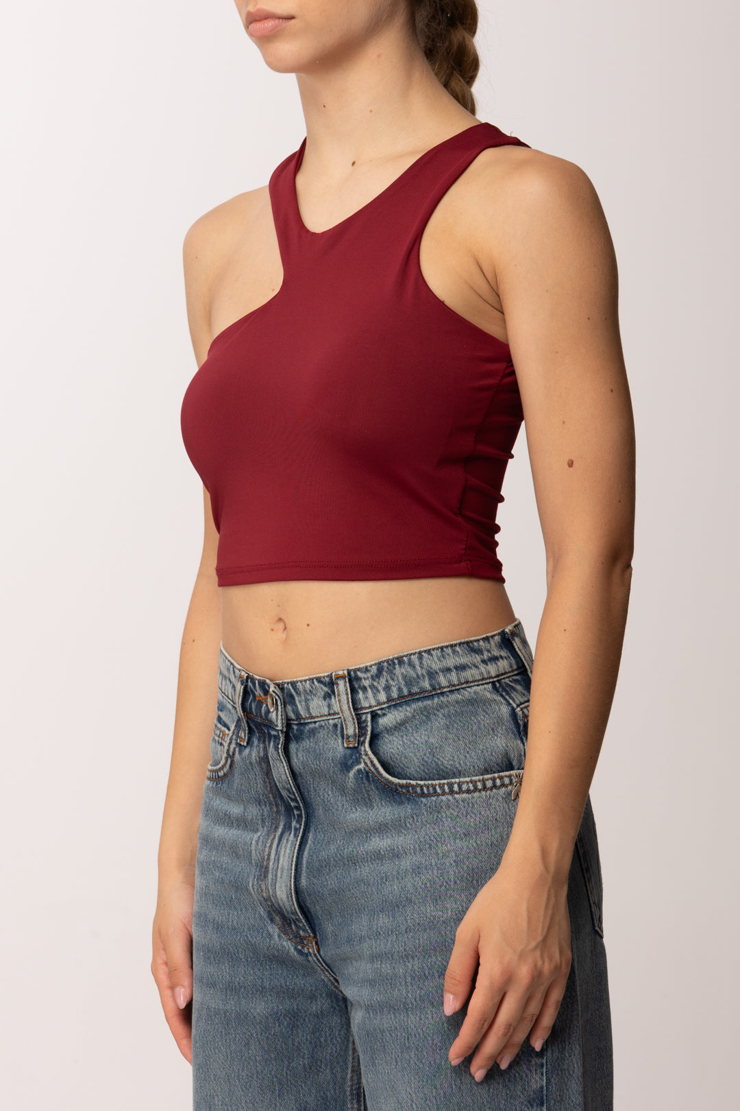 Khloe Femme Top Crop con Scollo Simmetrico P2508 VINO