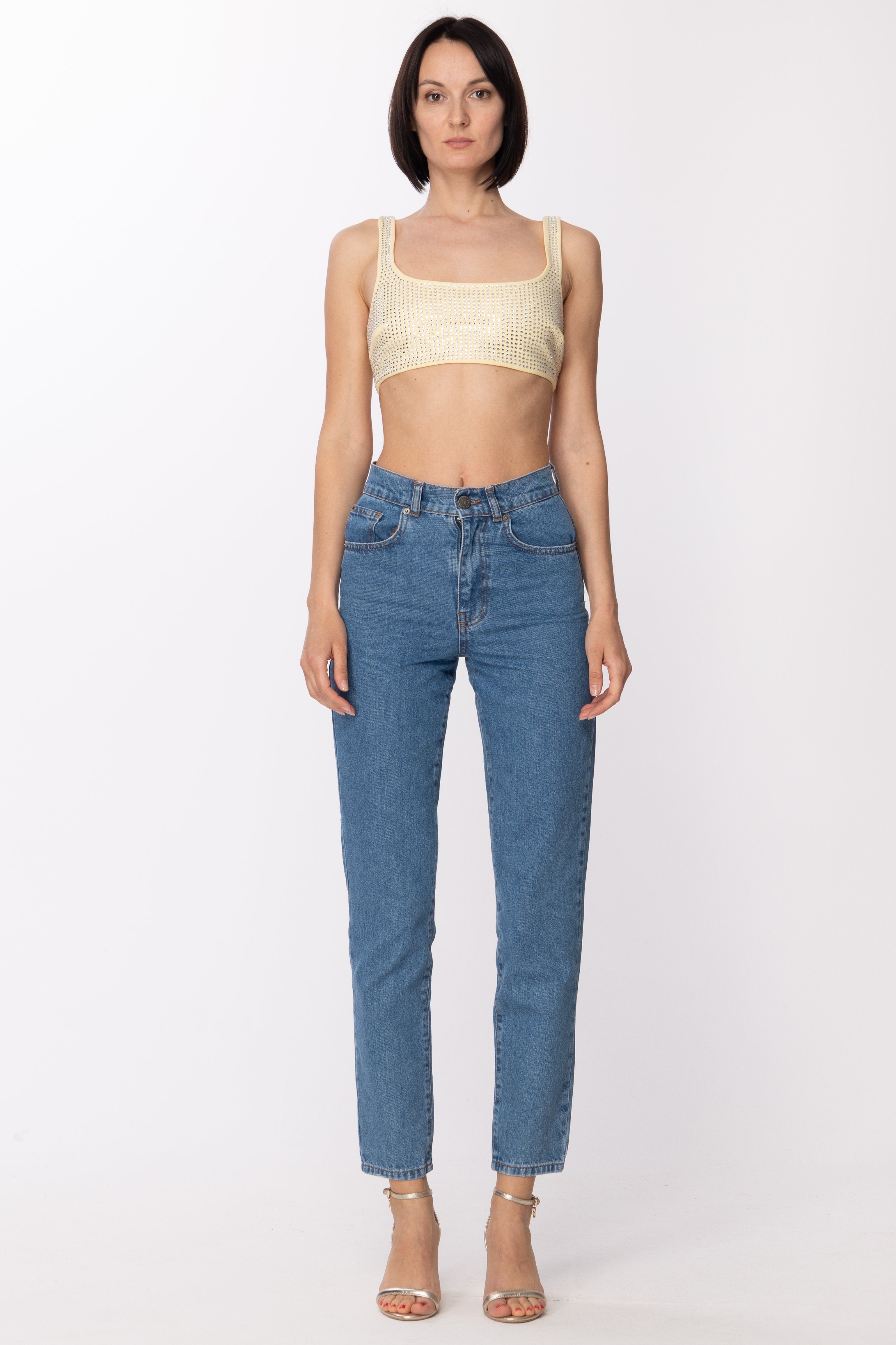 Patrizia Pepe Top Crop con Strass 2C1488 CLARITY YELLOW