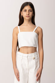 Elisabetta Franchi Bambina Top Crop In Crepe con Etichetta Logo EFTO0140GA022.0004