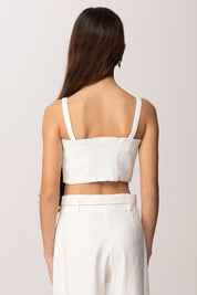 Elisabetta Franchi Bambina Top Crop In Crepe con Etichetta Logo EFTO0140GA022.0004