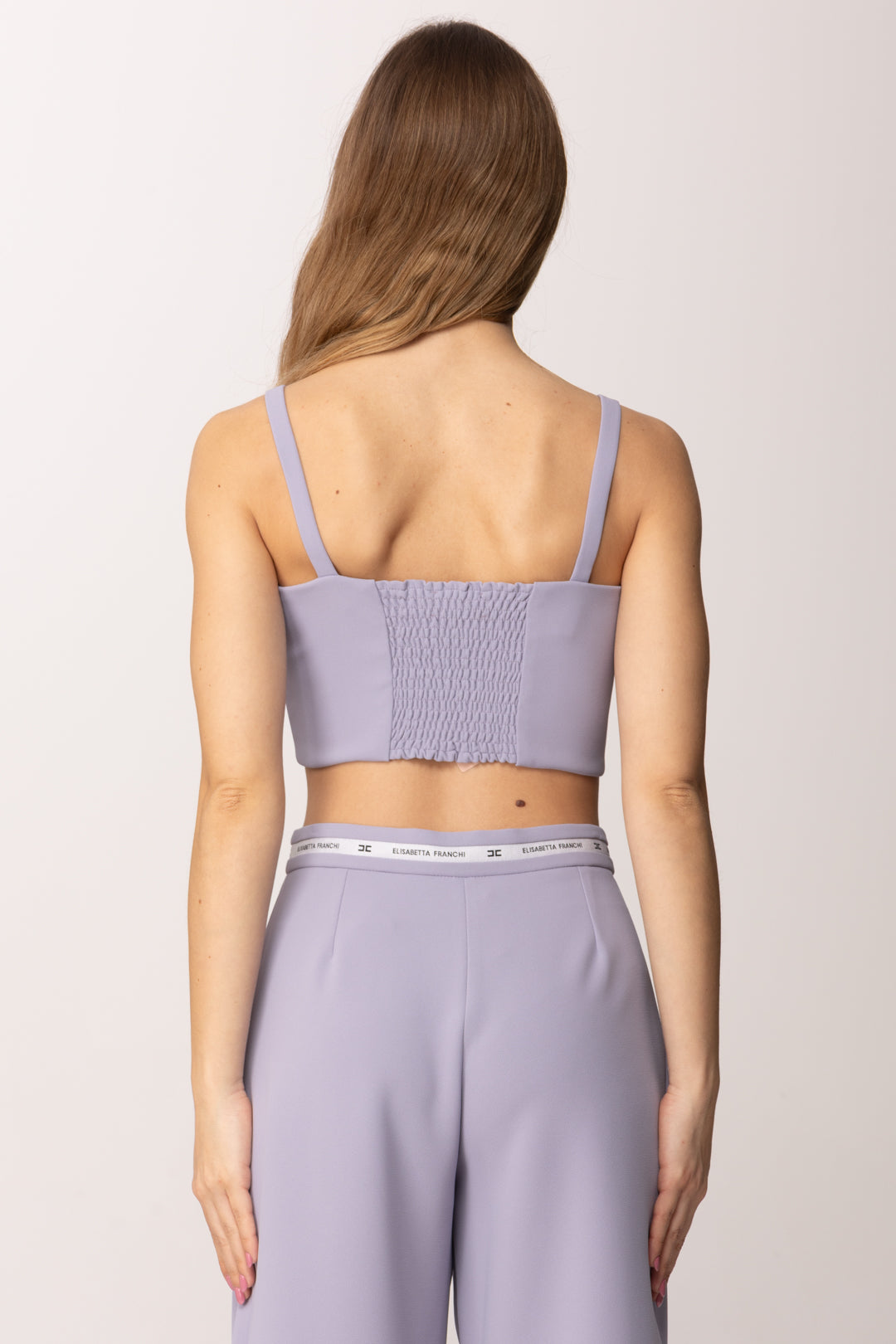 Elisabetta Franchi Bambina Top Crop In Crepe con Etichetta Logo EFTO0140GA022.8023
