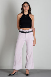 Elisabetta Franchi Top Crop In Maglia a Costine con Logo TK08B66E2 NERO