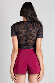 Patrizia Pepe Top Crop In Pizzo Floreale 8M0249 J301 NERO