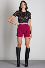 Patrizia Pepe Top Crop In Pizzo Floreale 8M0249 J301 NERO