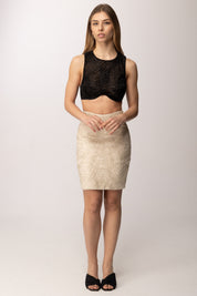 Elisabetta Franchi Top Crop Ricamato TO04361E2 NERO