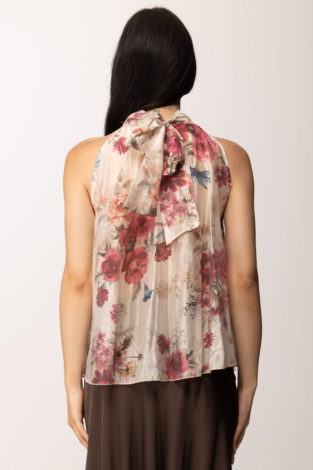Khloe Femme Top Floreale con Ruches e Collo Alto H4529-Q72 FANTASIA 1