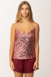 Khloe Femme Top Full Paillettes con Bretelle Sottili 3975 PHARD