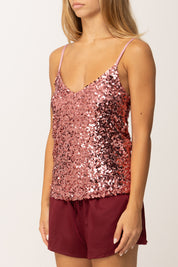 Khloe Femme Top Full Paillettes con Bretelle Sottili 3975 PHARD