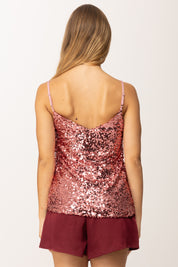 Khloe Femme Top Full Paillettes con Bretelle Sottili 3975 PHARD