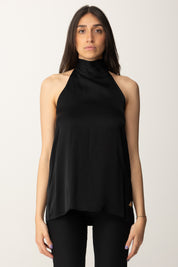 Akep Top Halter In Raso con Foulard CNKD09165 NERO