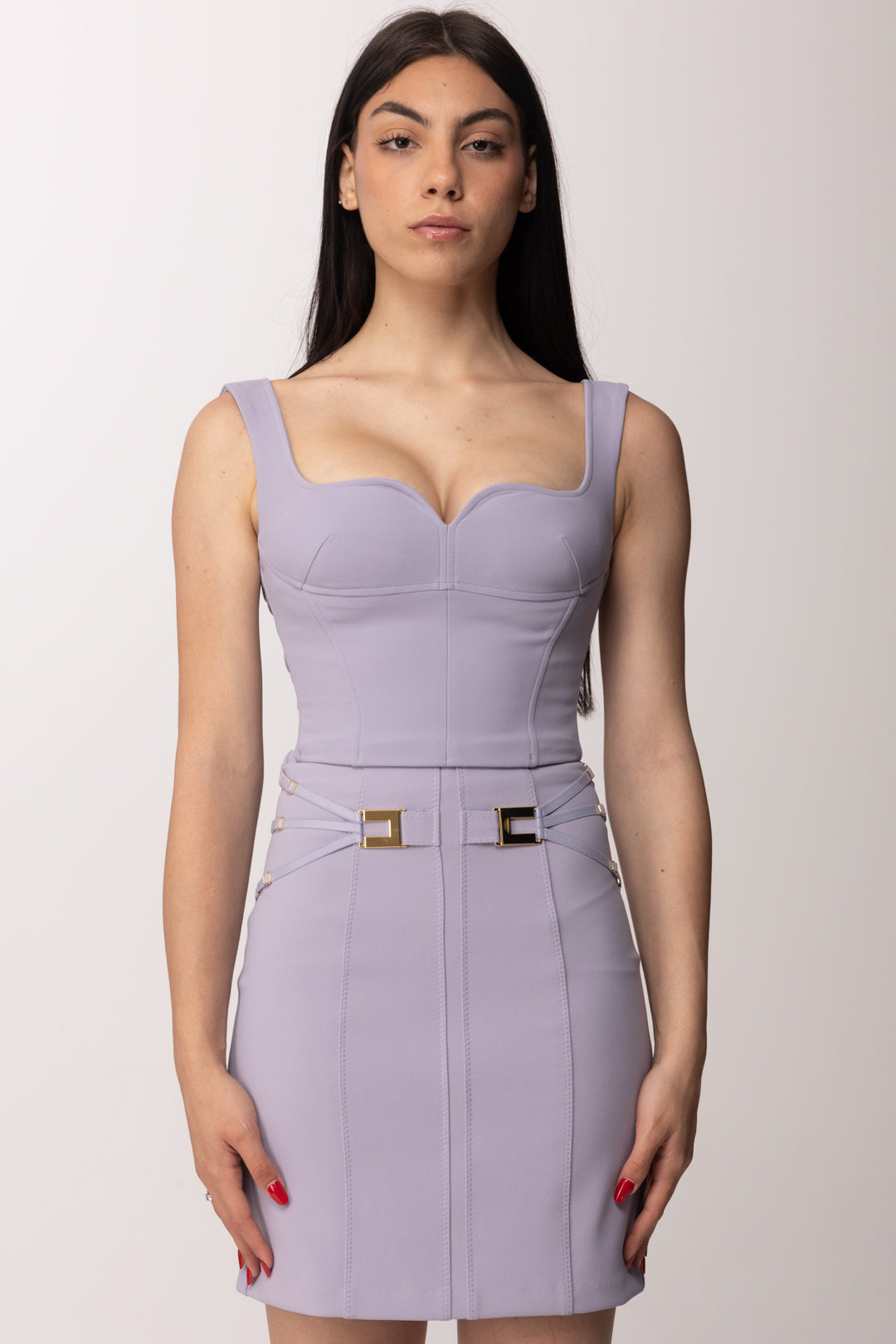 Elisabetta Franchi Top In Doppio Crêpe Stretch TO04161E2 LILLA